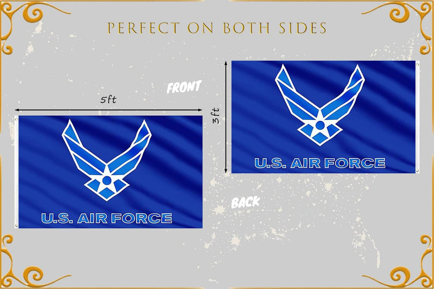 Bandera Fuerza Aérea EE.UU. 3x5" 3 capas con ojales