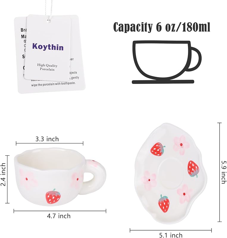 Taza cerámica con platillo irregular diseño único 6oz café té