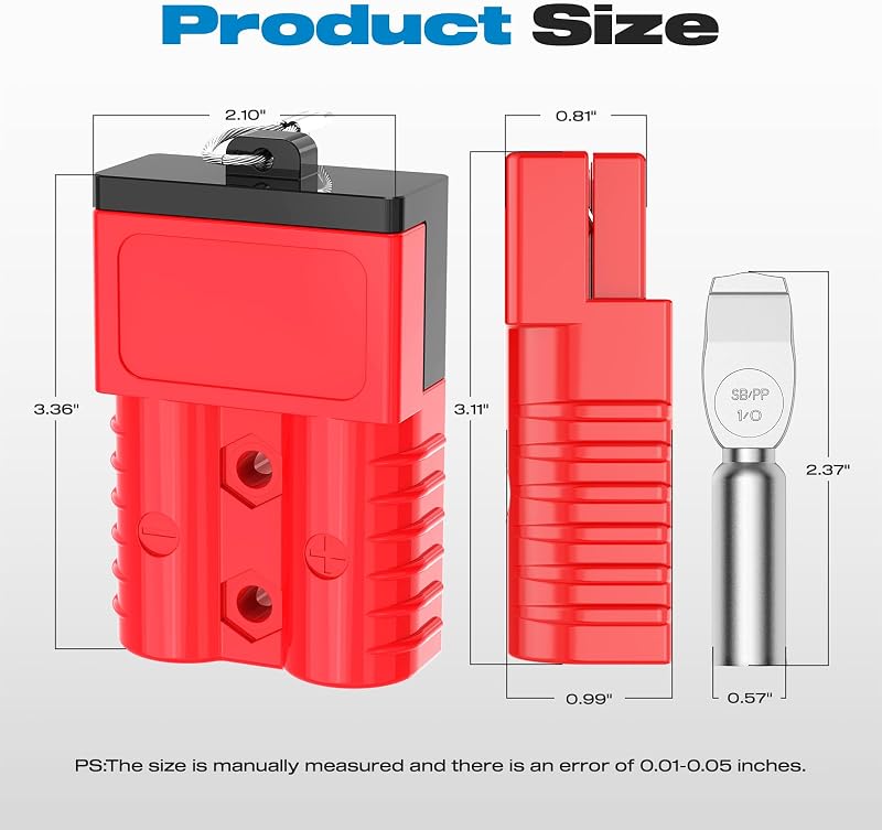 Conector Anderson 175A 1/0AWG 12v-36v RV 2 Pzas rojo