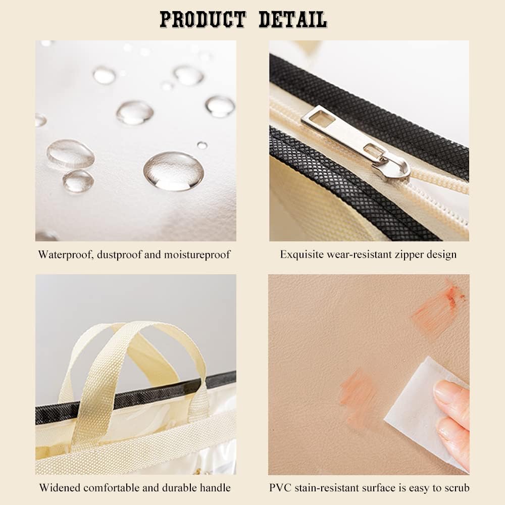 2 bolsas colgantes transparentes con cremallera crema
