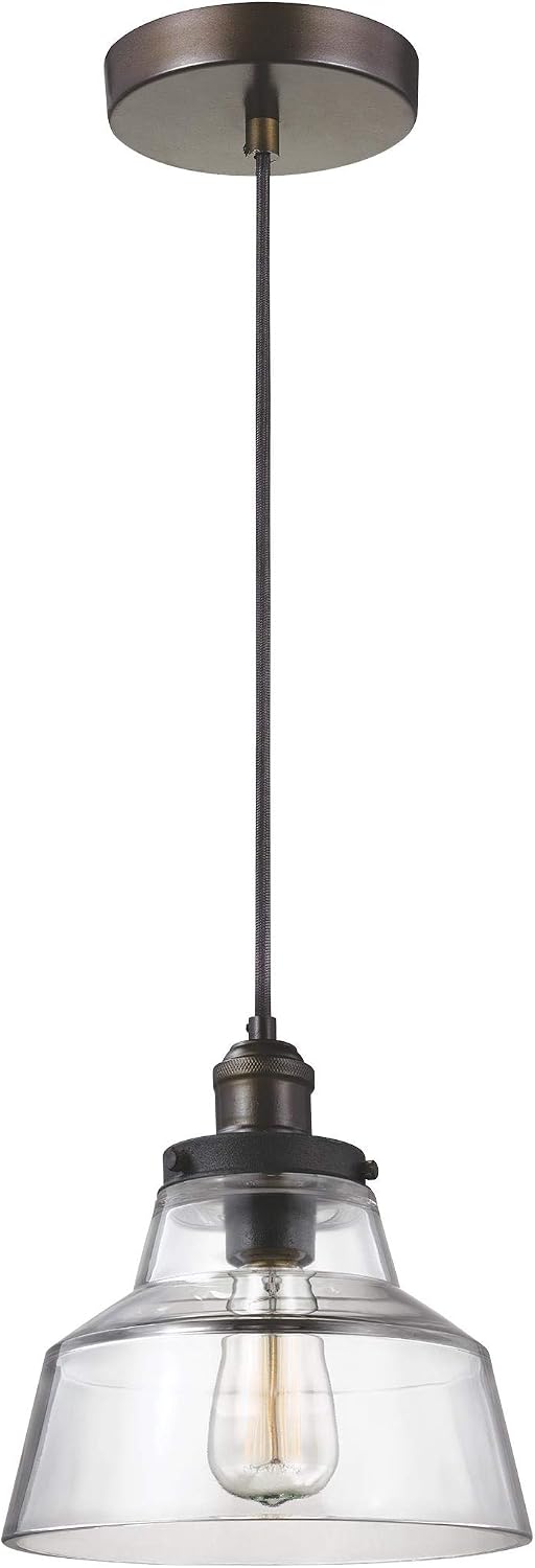 Lámpara colgante vidrio latón 1 luz 10x10pulg 60W
