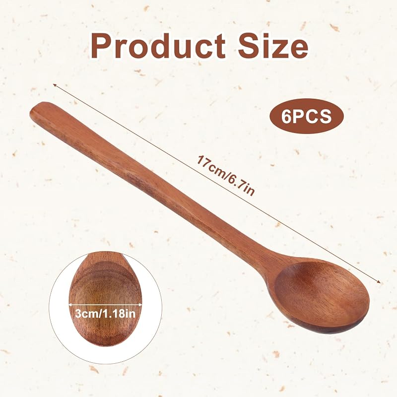 6 Cucharas Madera Mini para Postre Café Té Miel