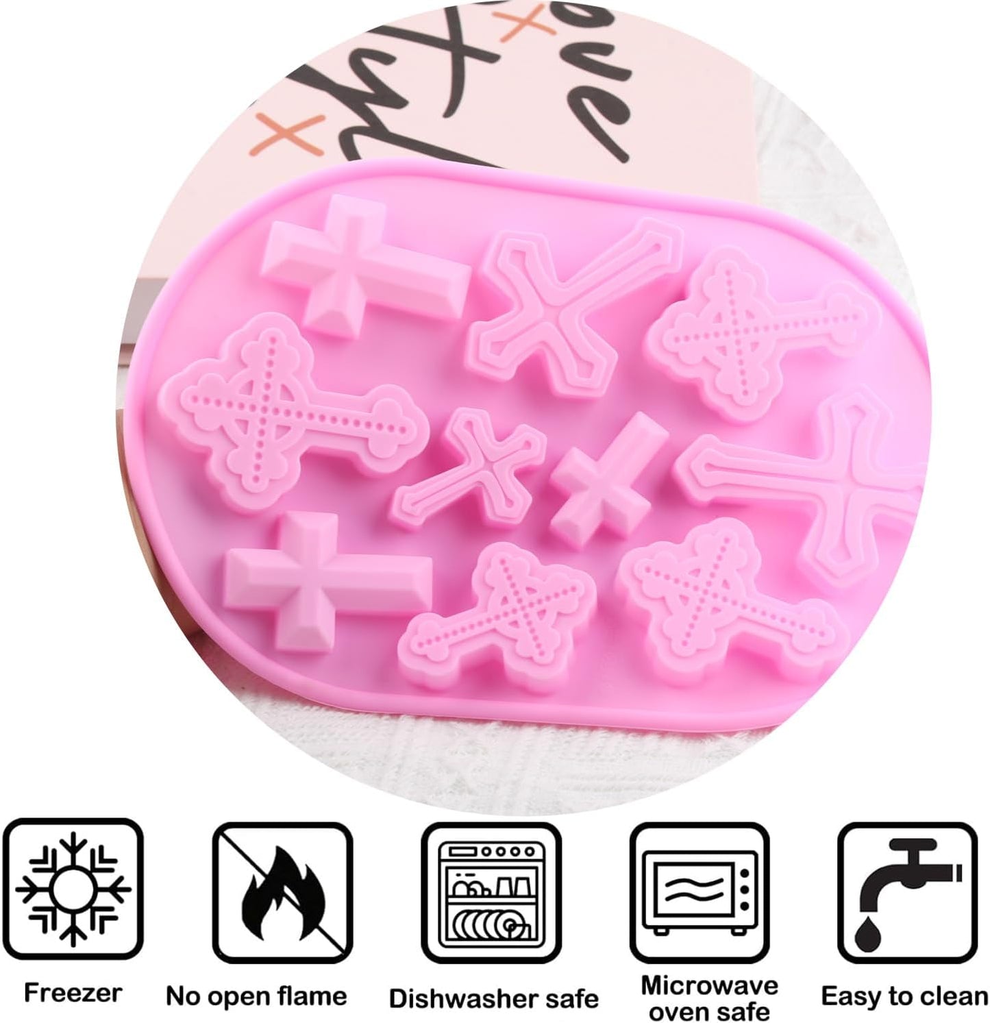 10 Moldes Silicona Cruz para Chocolate Dulces Bautismo