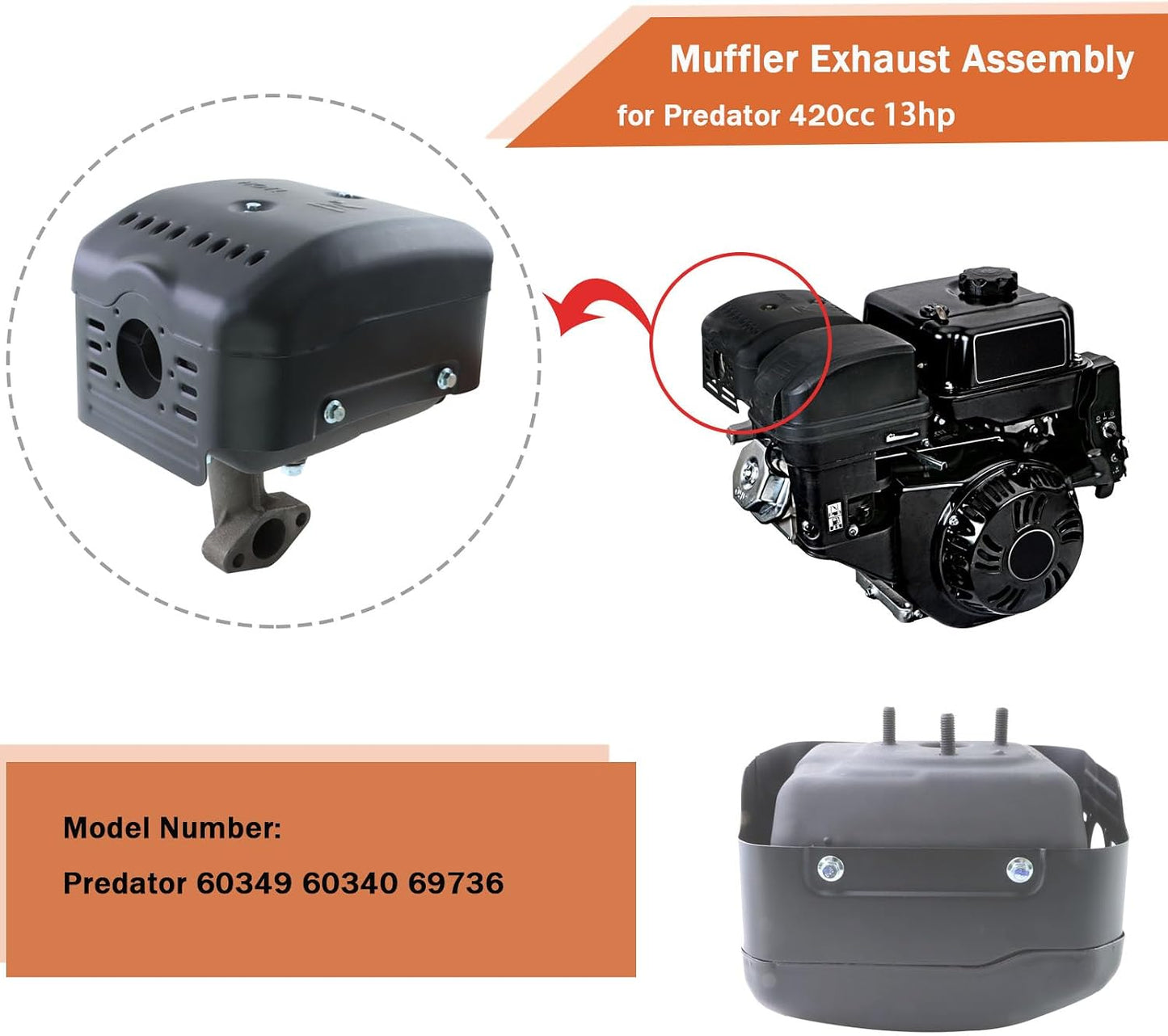 Silenciador escape comp motor Predator 420cc