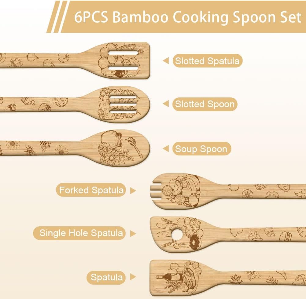 Set 6 Cucharas de Madera para Cocina Regalo
