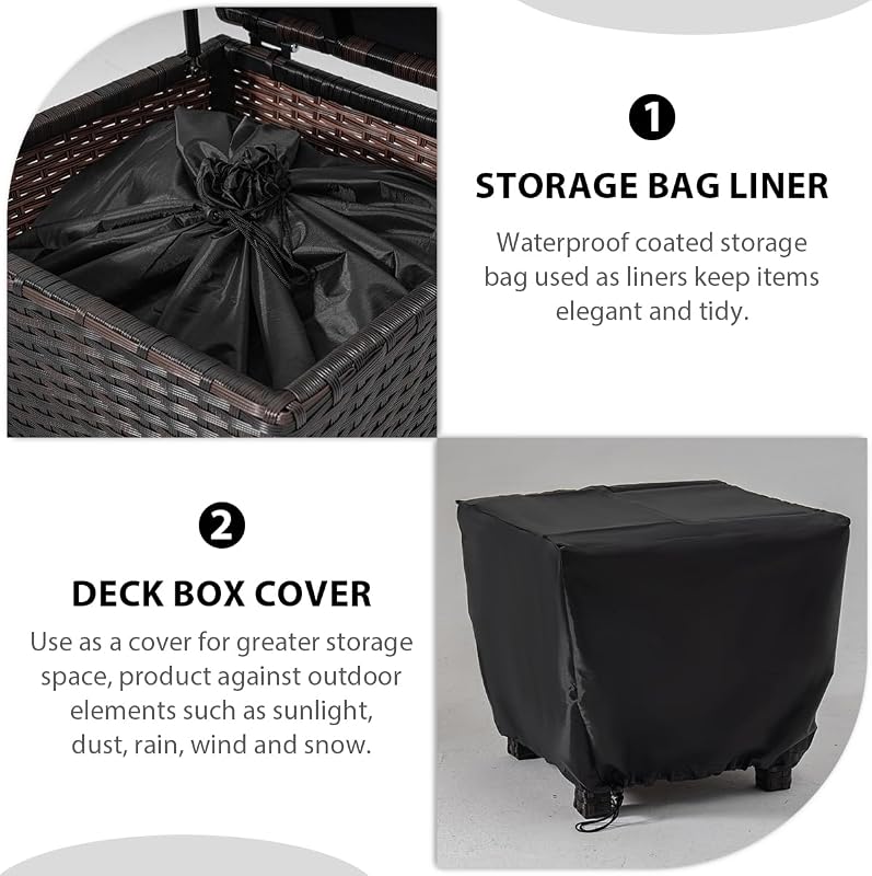 Caja mimbre exterior 13gal con forro impermeable y tapa