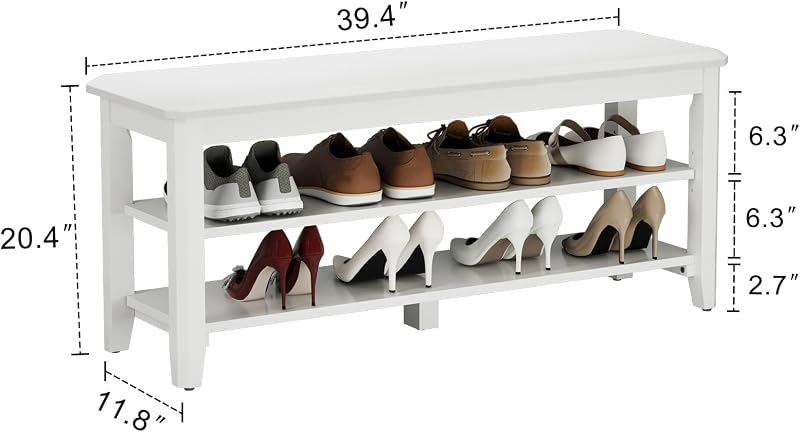 Banco zapatero madera 2 niveles entrada dormitorio