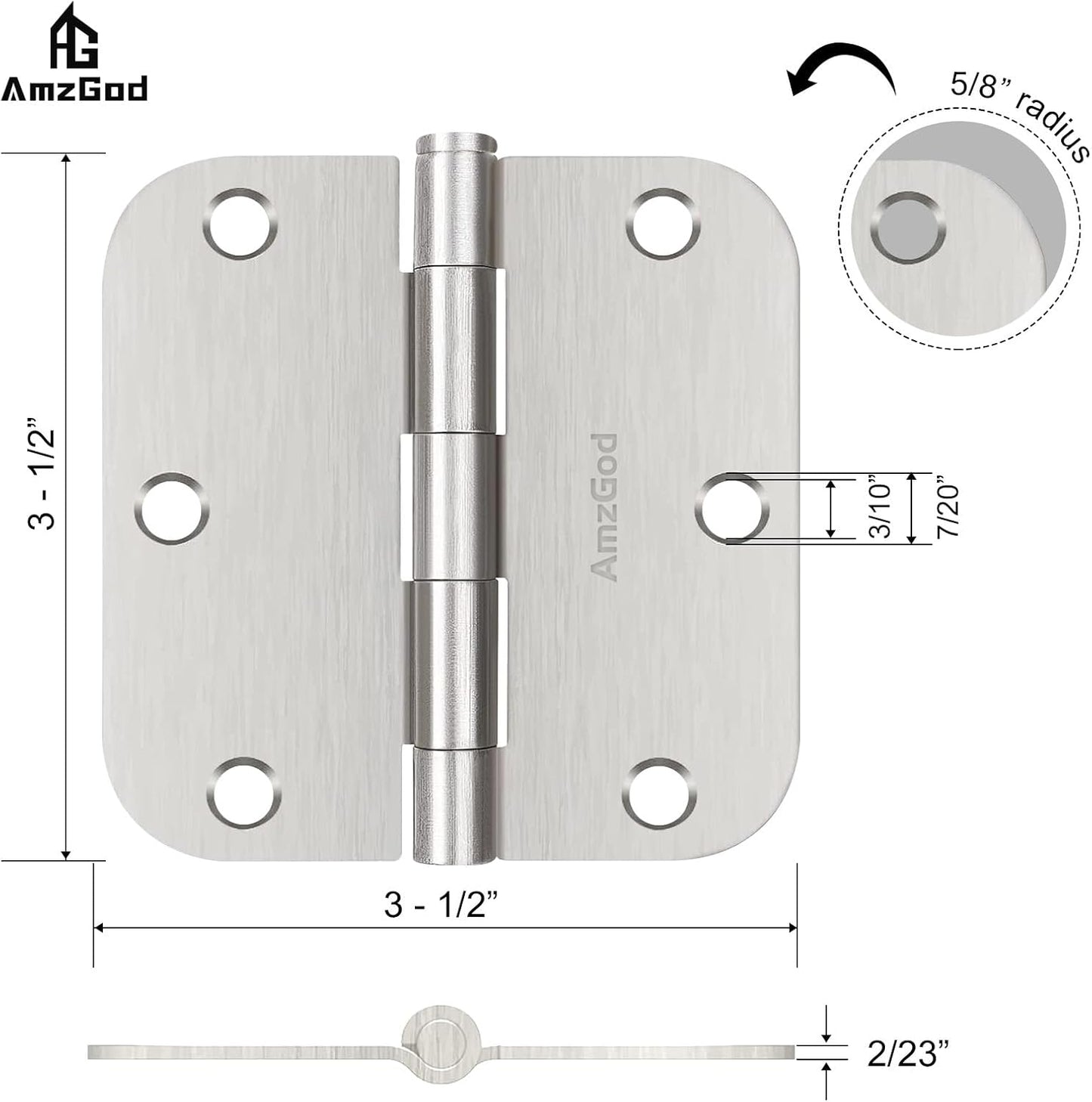 Bisagras níquel cepillado 3.5pulg pack 36 puerta