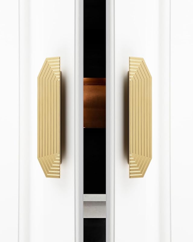 Tiradores gabinete latón cepillado dorado 5.7" 4uds
