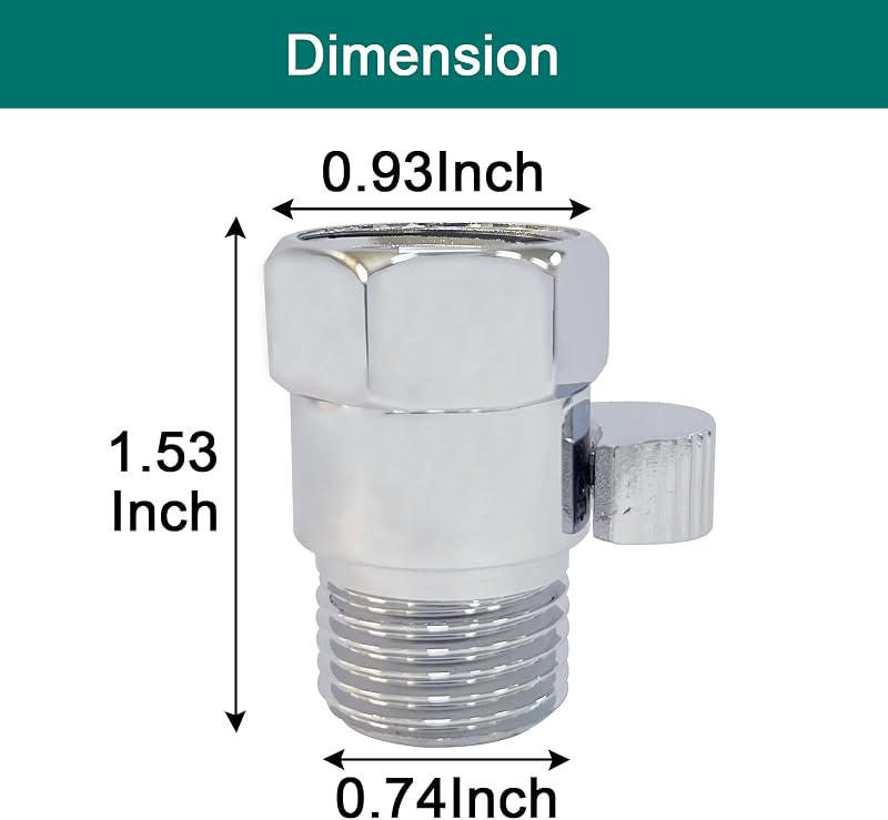 Válvula cierre ducha latón G1/2 control flujo agua cromado