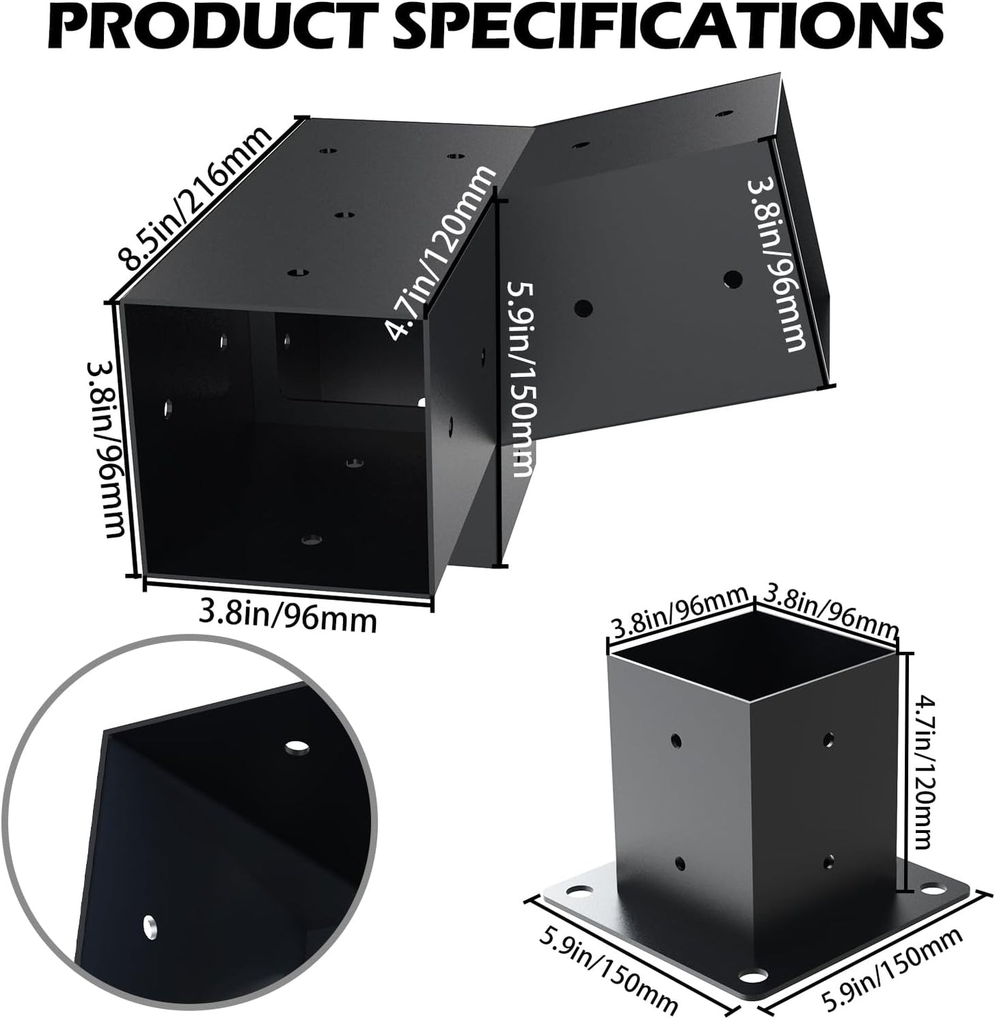 Kit soportes pérgola techo inclinado 15° y pared