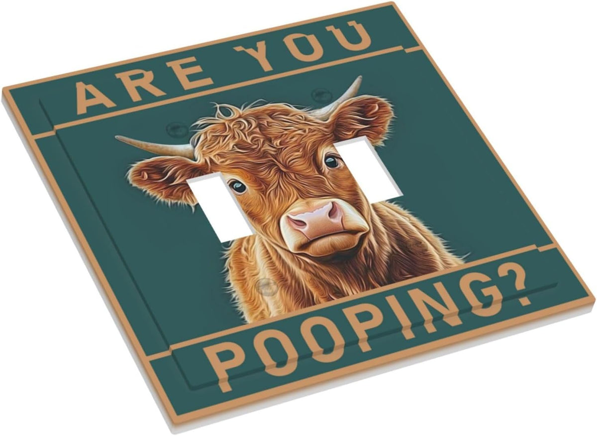 Placa interruptor doble vaca Highland decorativa