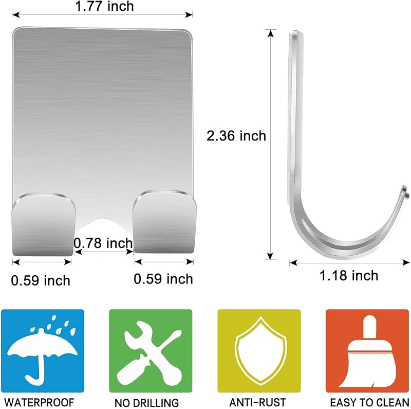 Soporte maquinilla afeitar lujo gancho ducha 4 pzas acero inox