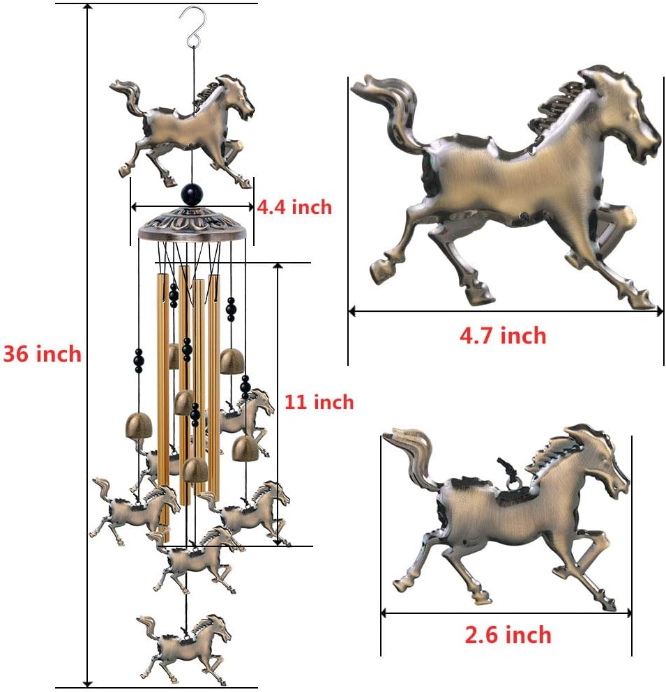 Campanillas viento caballo 35" metal 6 campanas 7 caballos
