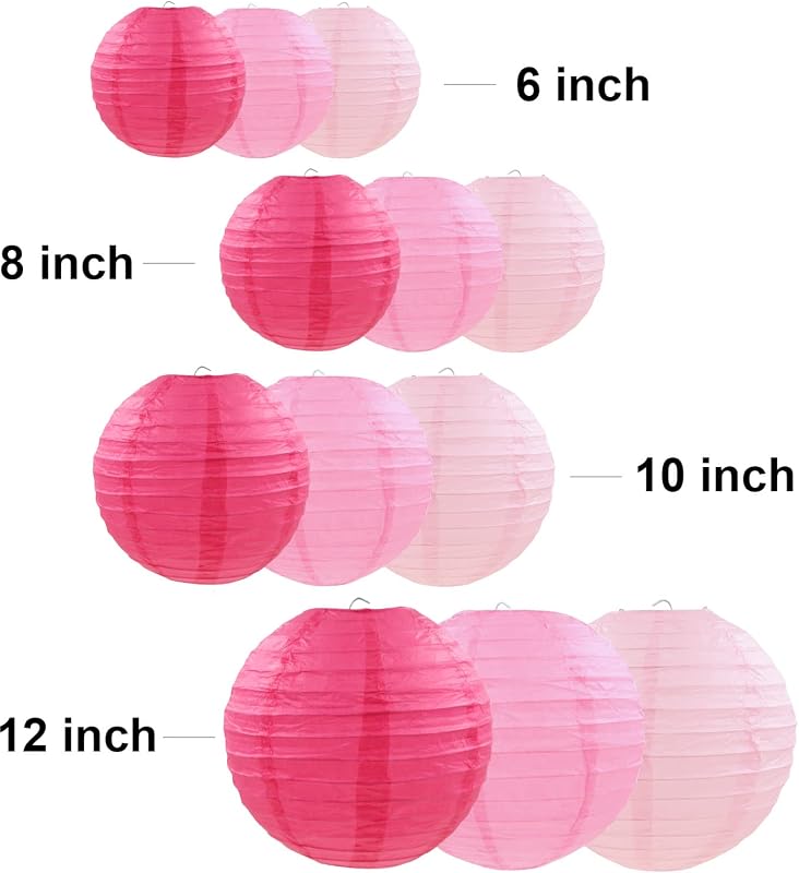 12 Linternas Papel Rosas para Bodas y San Valentín