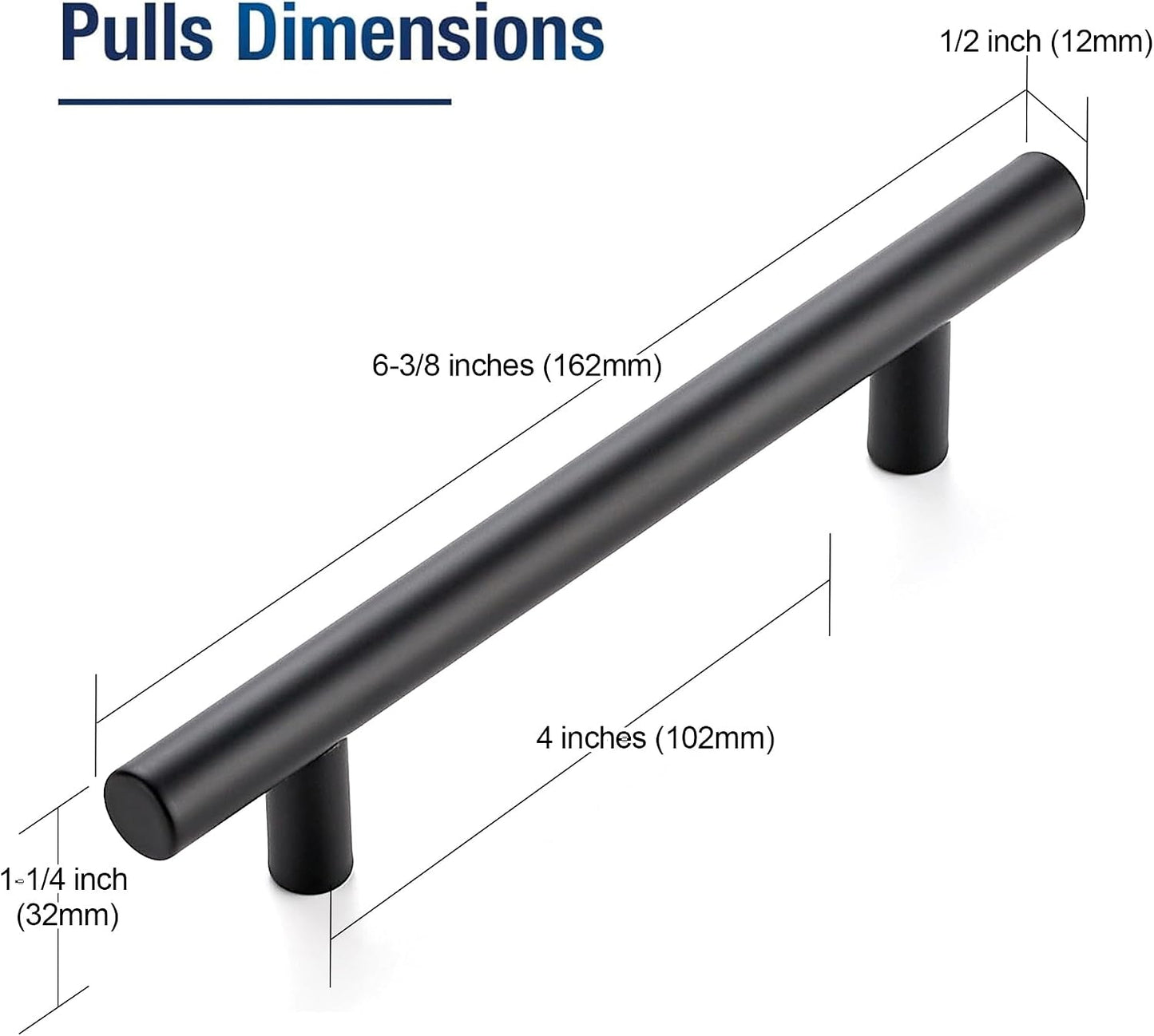 60 Manijas Acero Inox Negro Mate 6-3/8pulg para Cajón Cocina