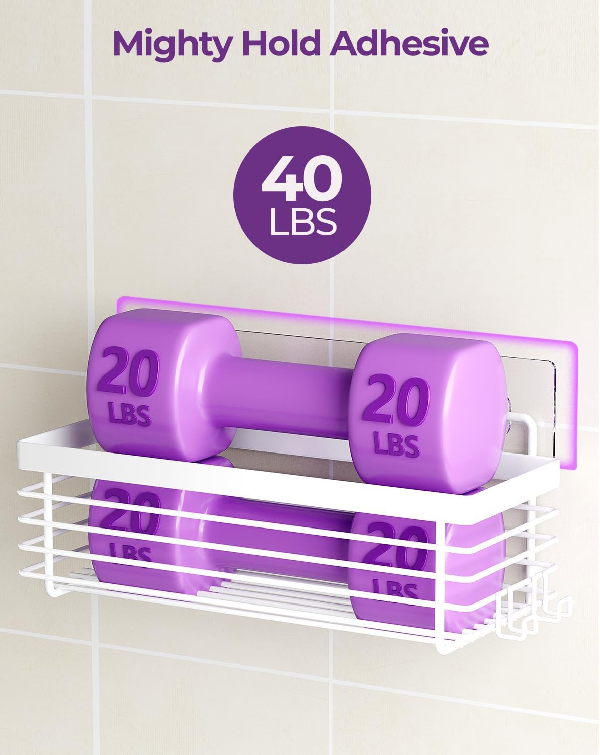Organiz. ducha acero inox estantes adhesivos 3 pzas