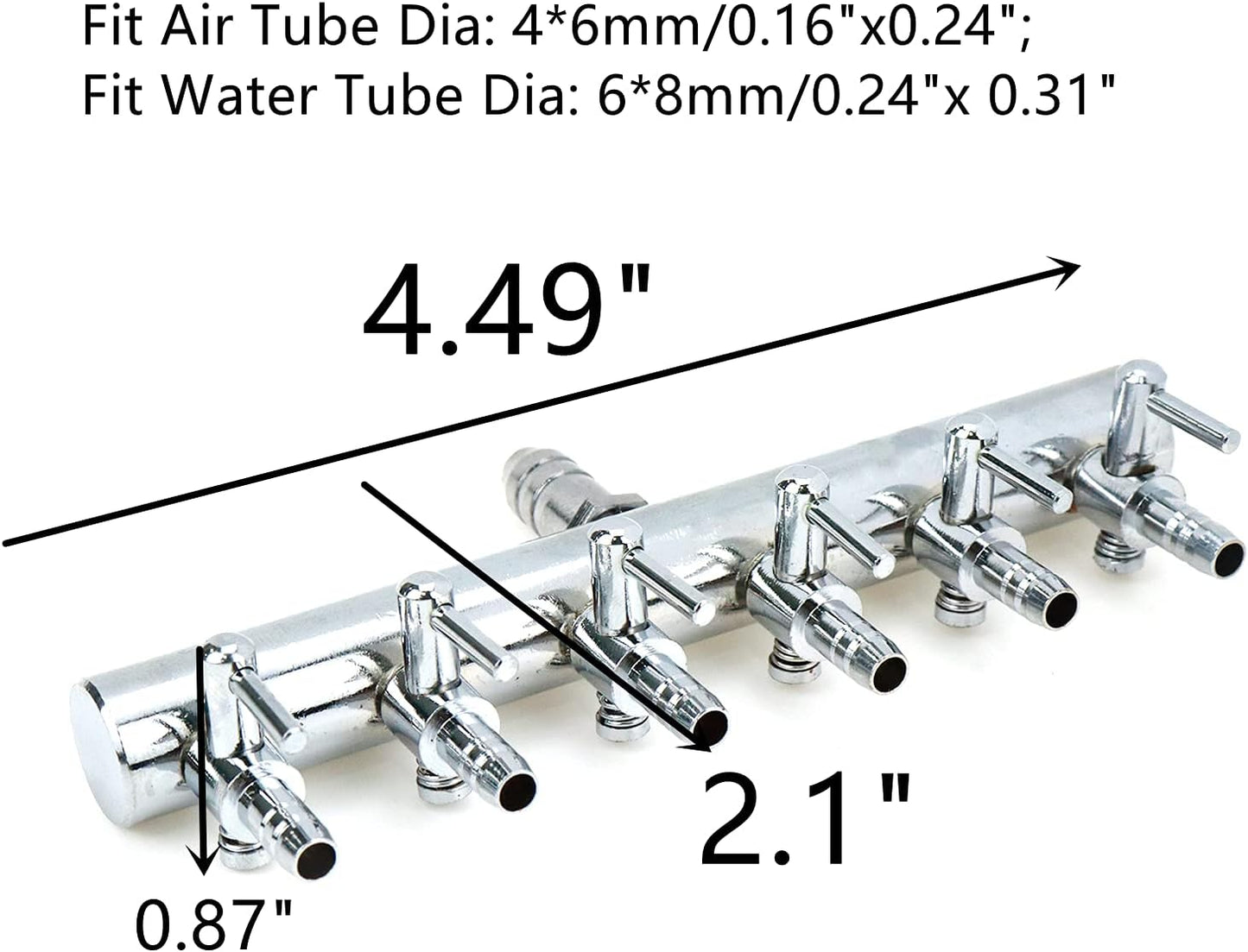 Divisor flujo aire Acuario acero inox 6 vías palanca