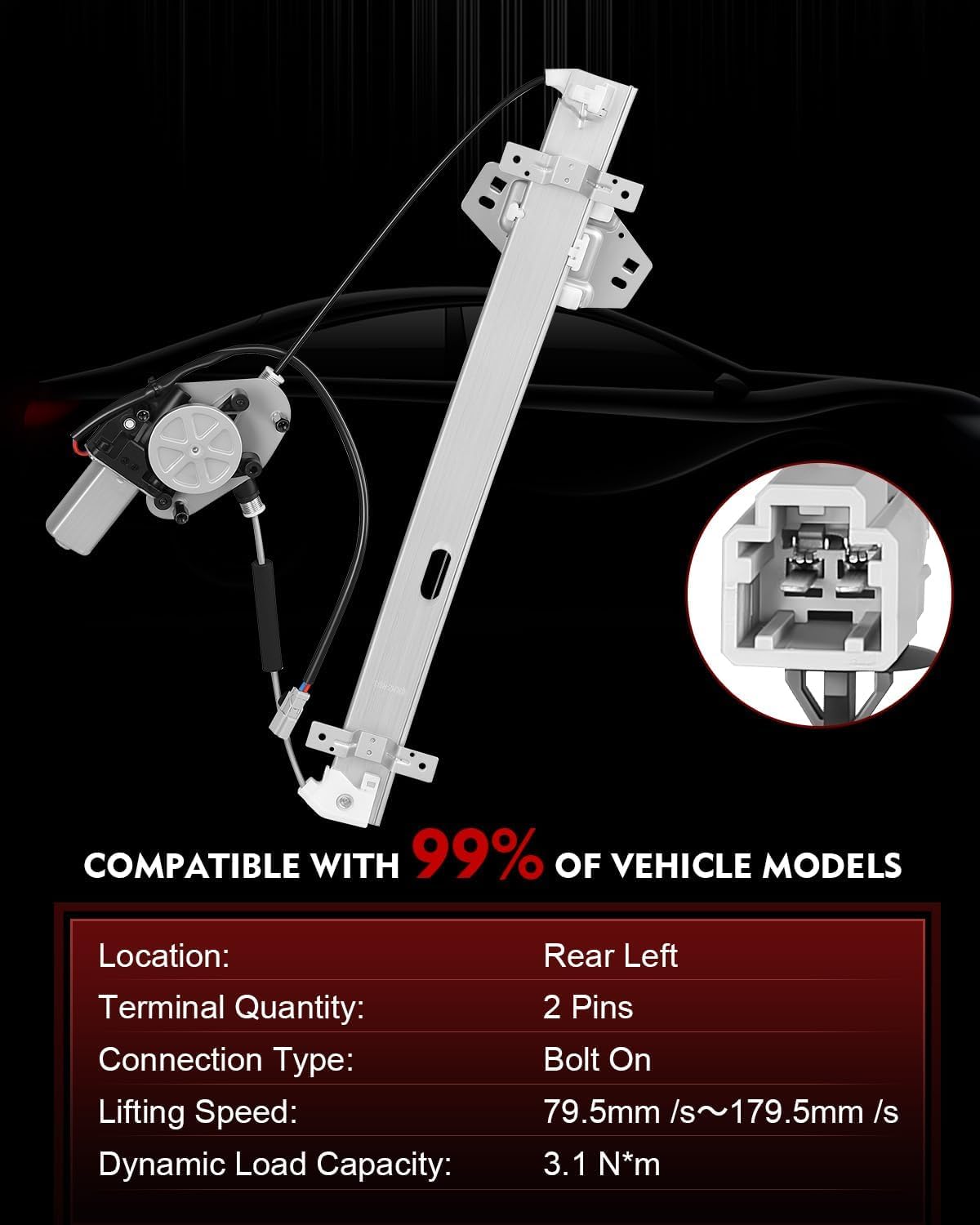 Elevalunas eléctrico trasero izquierdo para Honda Pilot 03-08