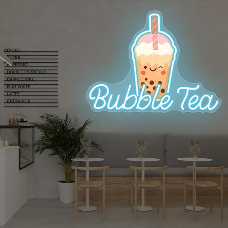 Letrero Neón Té de Burbujas Luz LED para Cafetería