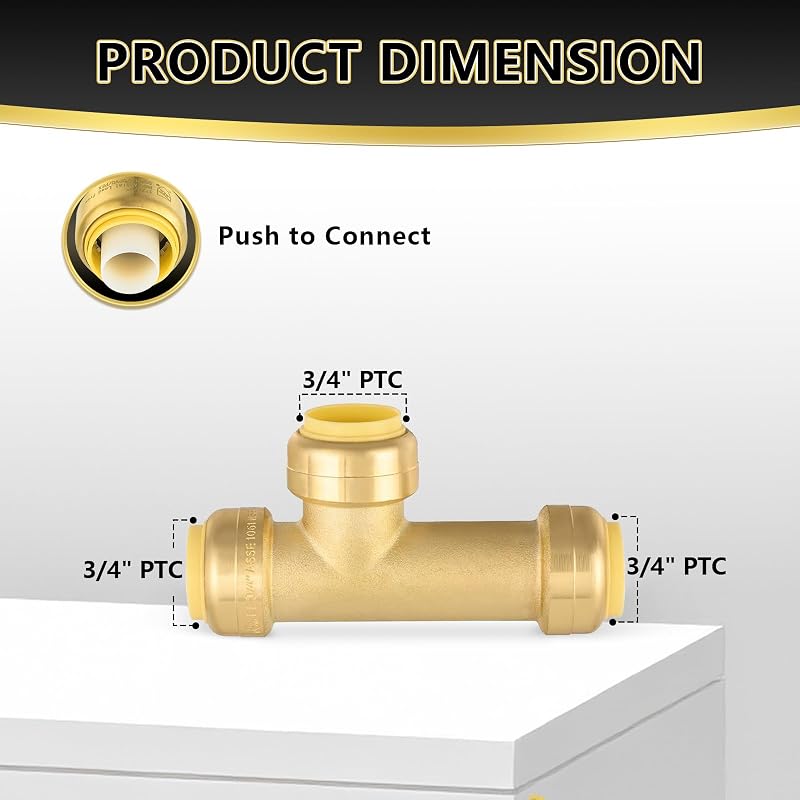 2 Pzas Accesorio Push Fit PTC Bronce para Tubos PEX Cobre