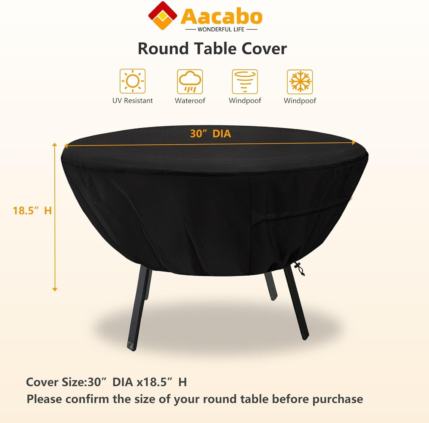Funda redonda mesa patio 30pulg impermeable al aire libre