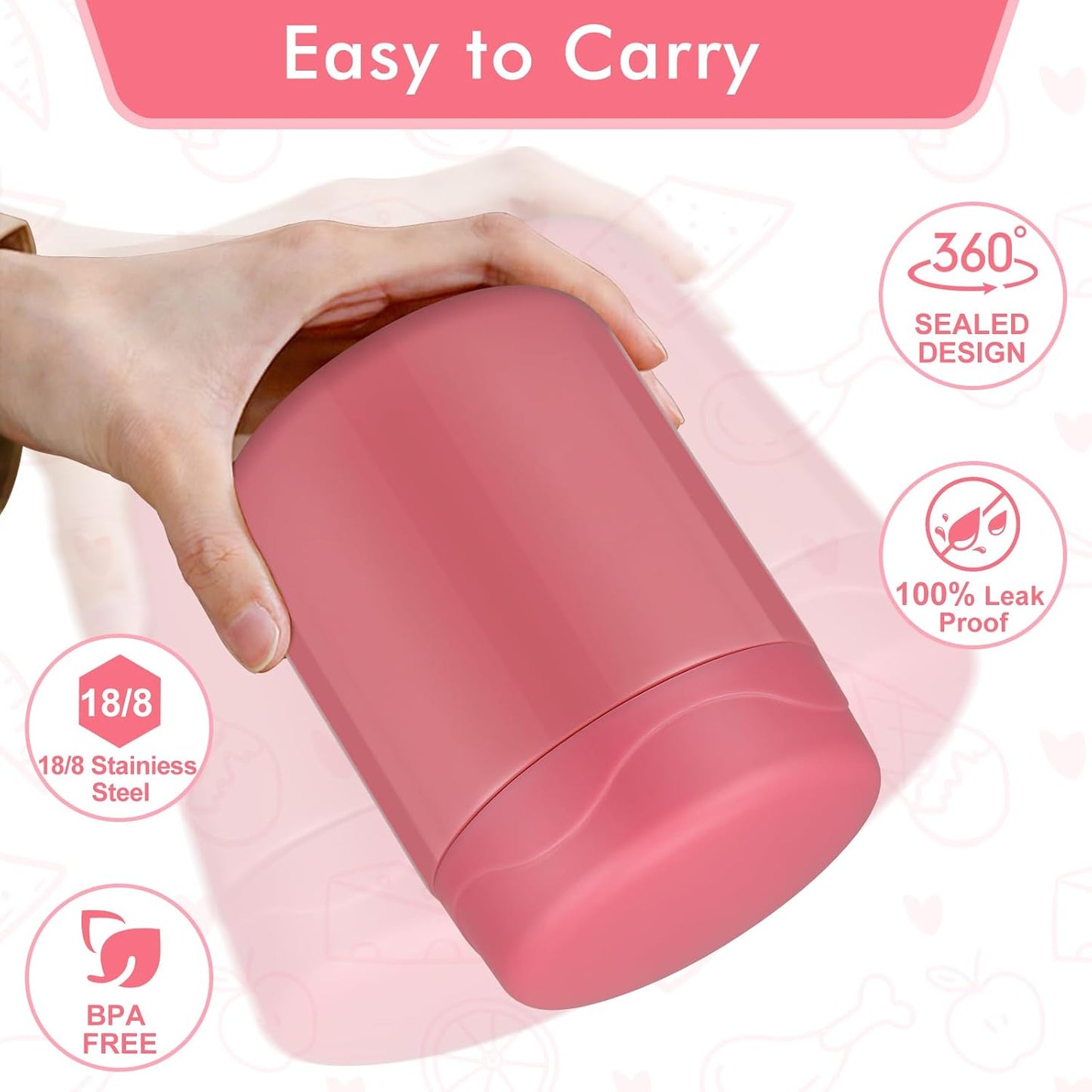 2 Pzas Contenedor Almuerzo Acero Inox 12oz para Niños