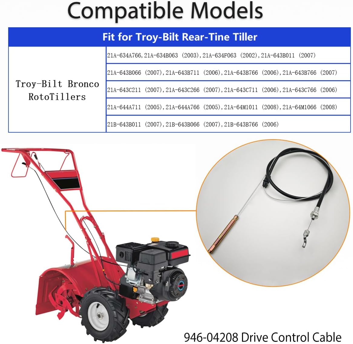 Cable control comp MTD Tuffy Bronco 946-04208 acero