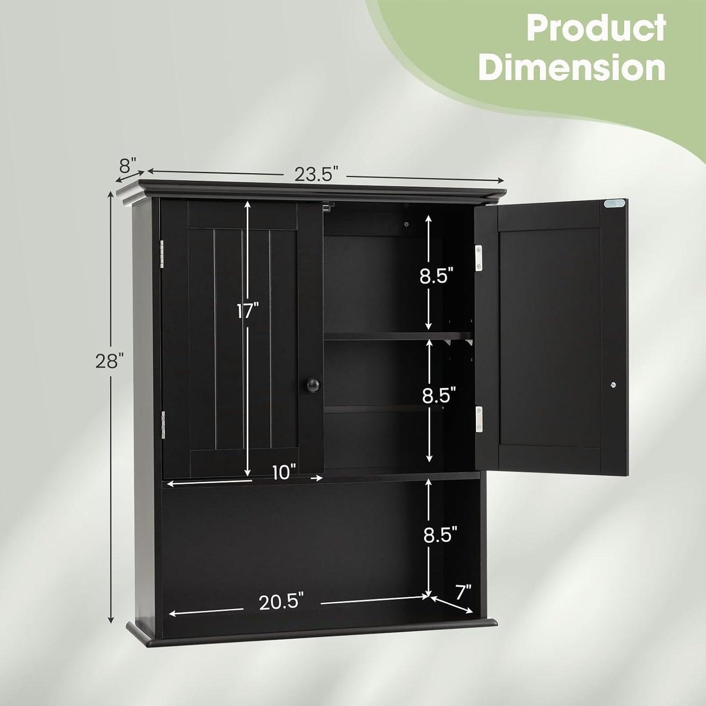 Organiz. baño armario 2 puertas estante ajustable