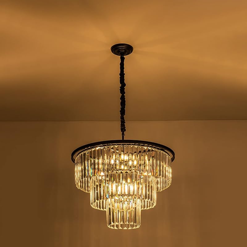 Lámpara de araña cristal negra 12 luces para comedor