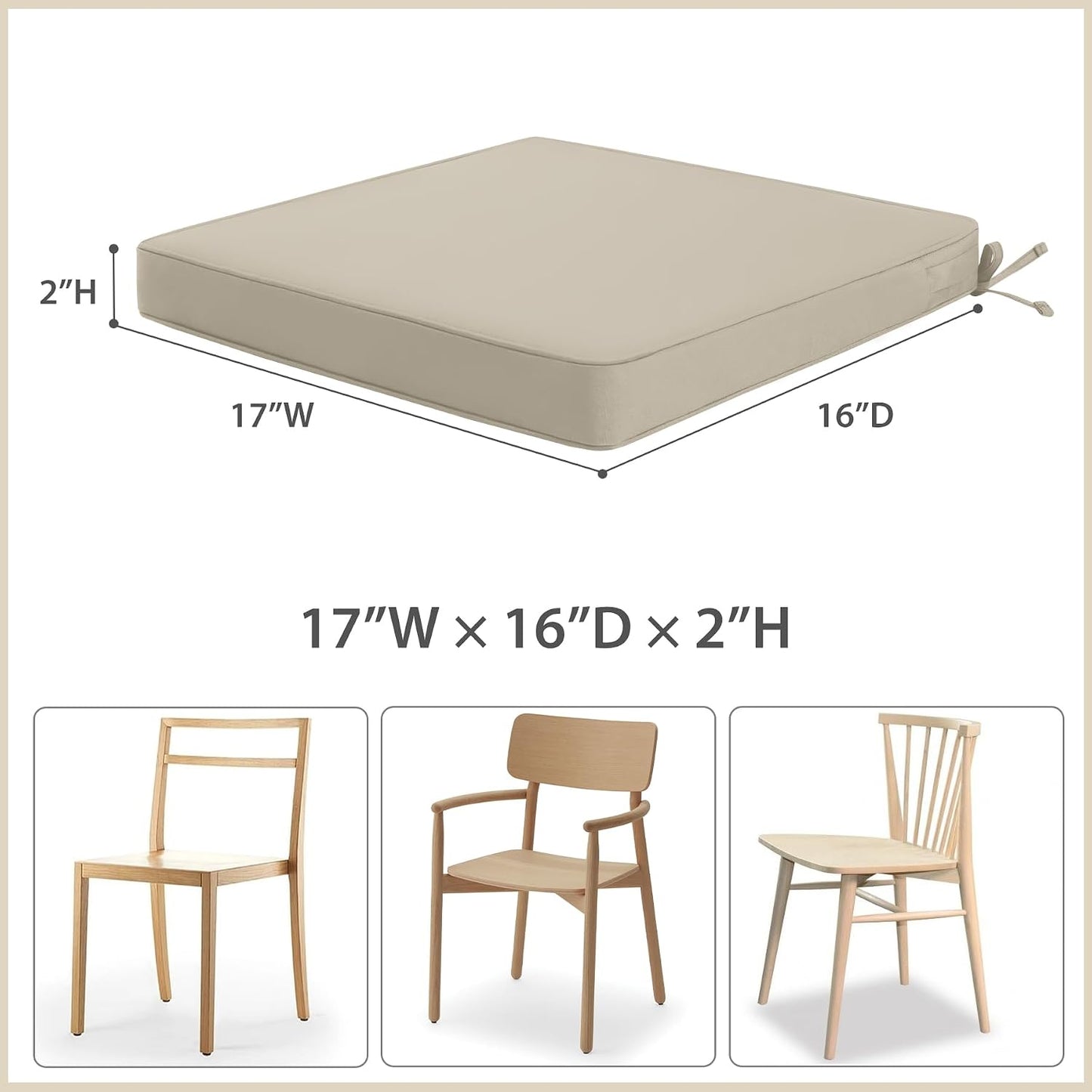 Set 4 cojines silla patio 17x16pulg resistente
