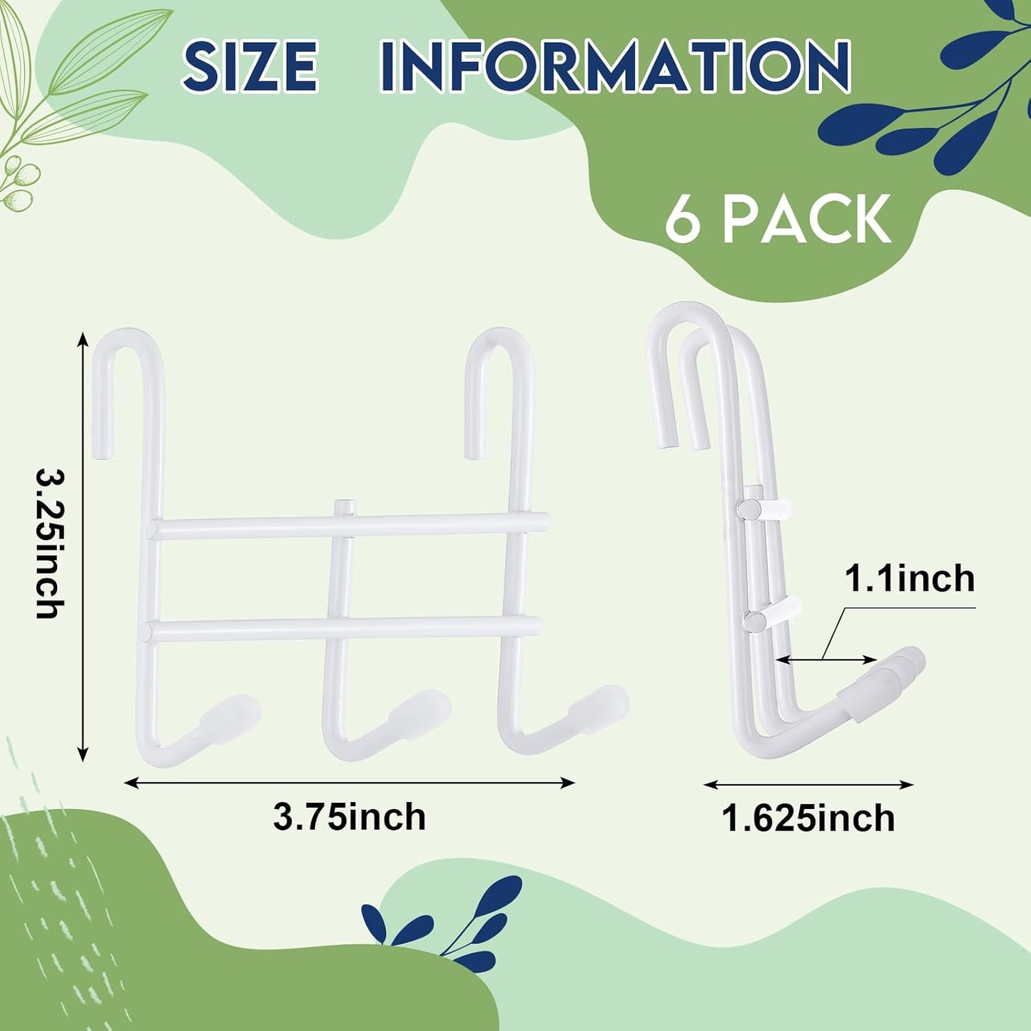 6 Ganchos alambre estante 3.75x1.625x3.25pulg metal organizador