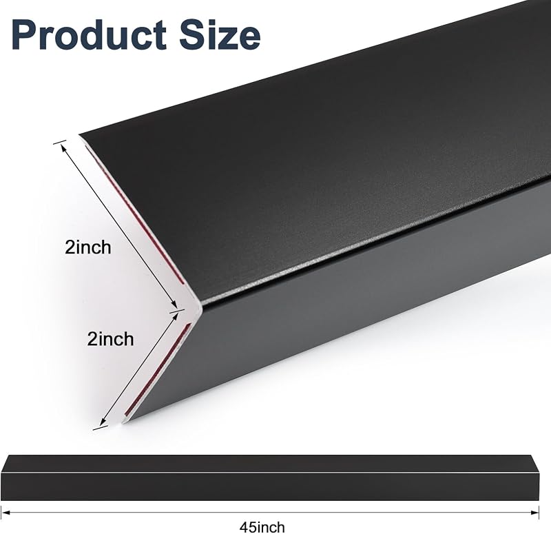 4 Protectores Esquina Metal Negro 45" Autoadhesivos