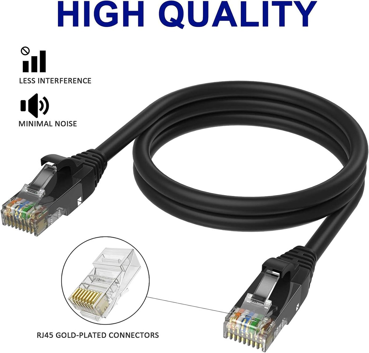 Cable Ethernet Cat6 15pies 3uds negro blanco