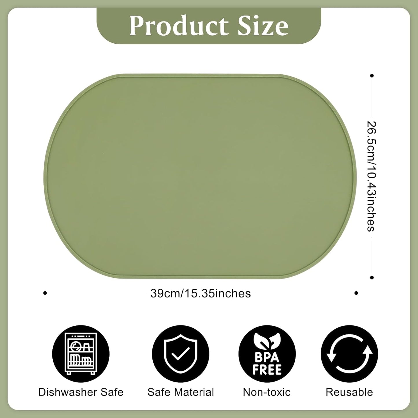 Mantel ovalado silicona verde 2 pzas