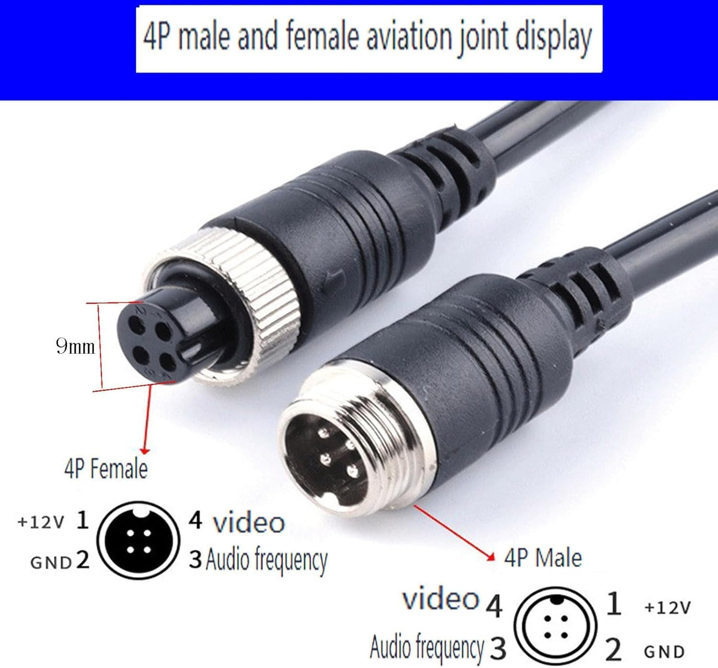 Cable extensión cámara respaldo 4 pines CCTV