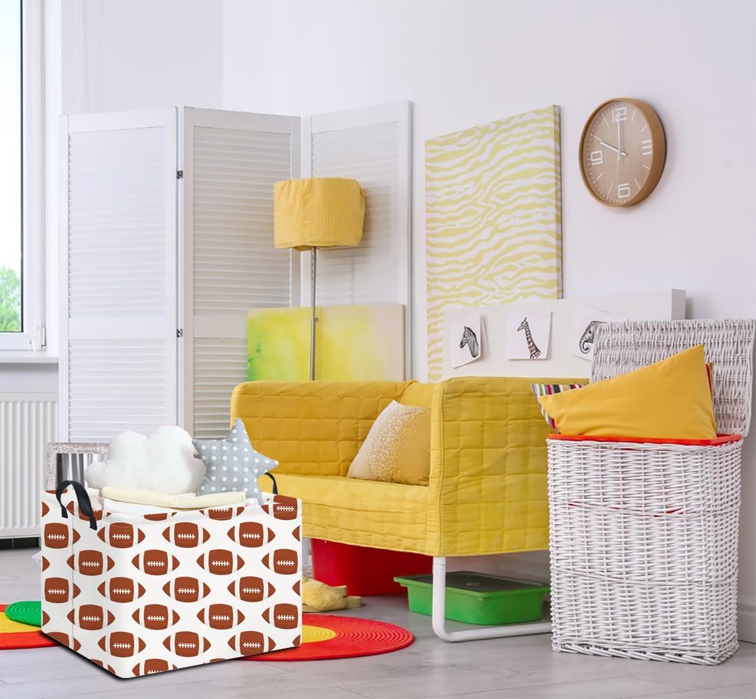 Cesta rectangular plegable con asas para juguetes y libros fútbol