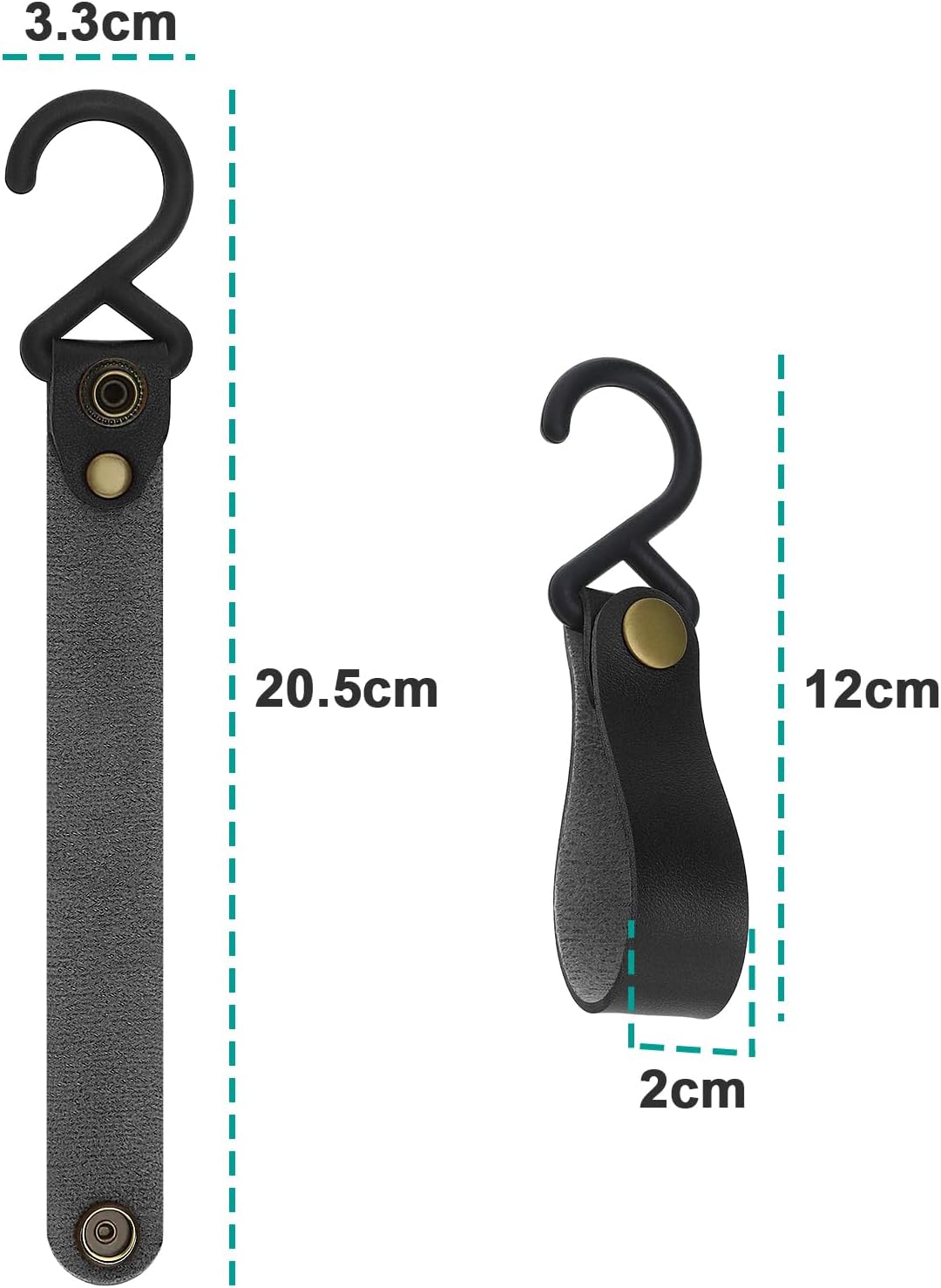 8 Ganchos Plástico Forma S para Acampar Ollas Sartenes Negro