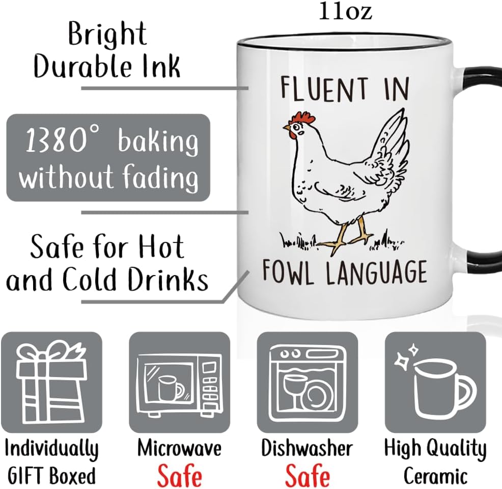 Taza de regalo divertida de pollo para hombres y mujeres