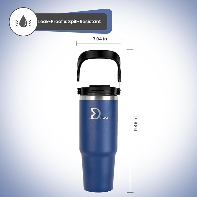 Botella agua acero inox 30oz asa popote abatible vacío 24h