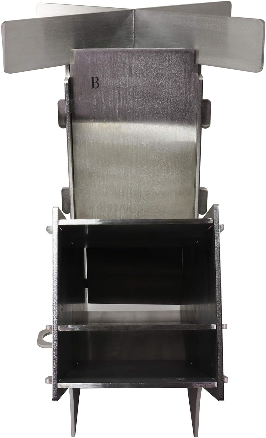 Estufa cohete acero inox color plateado