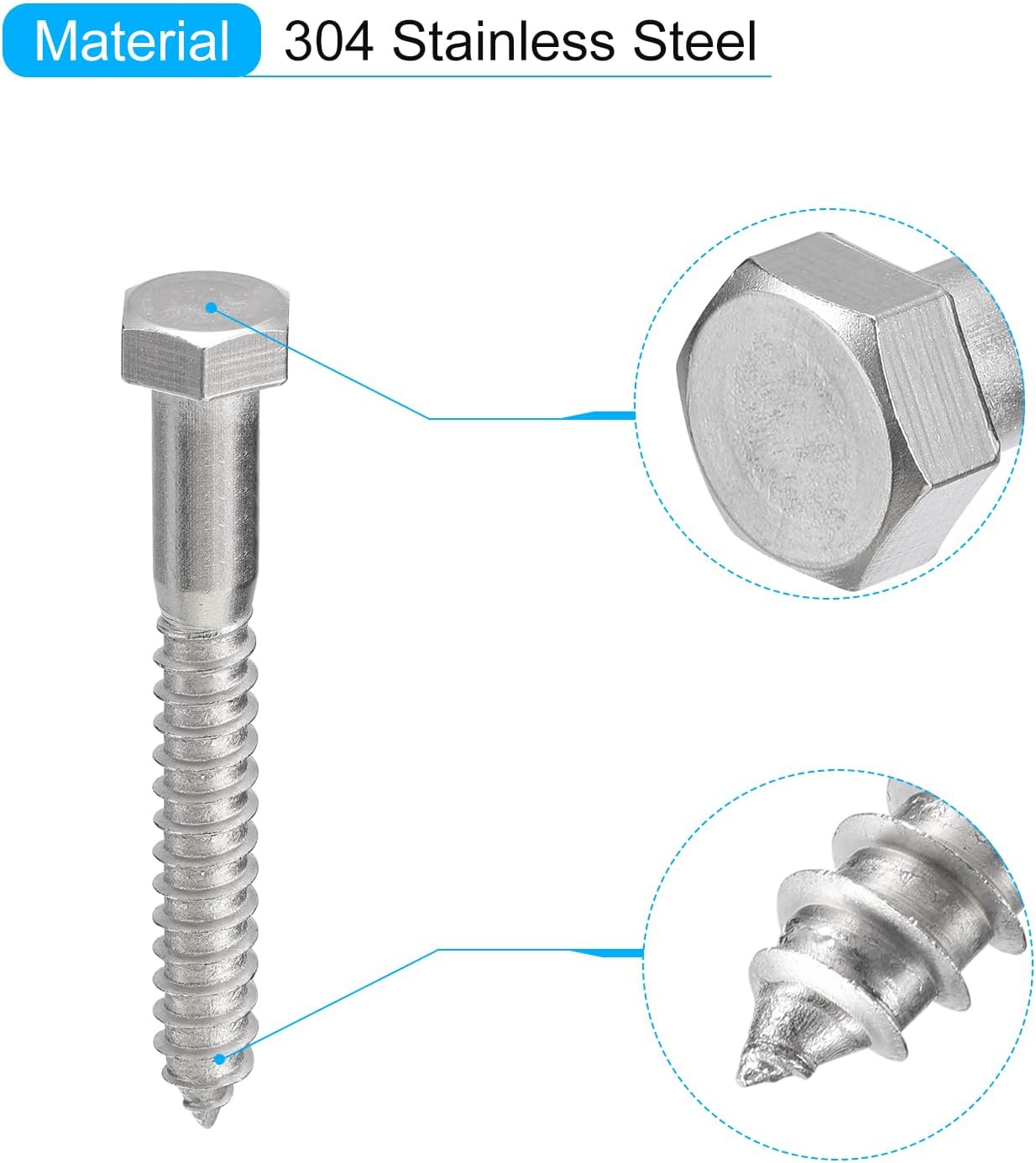 Tornillos hexagonales acero inox 304 1/2x4
