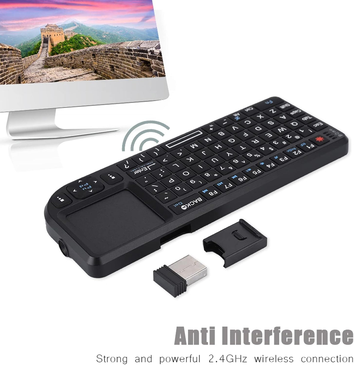 Teclado táctil USB recargable con trackpad y retroiluminado