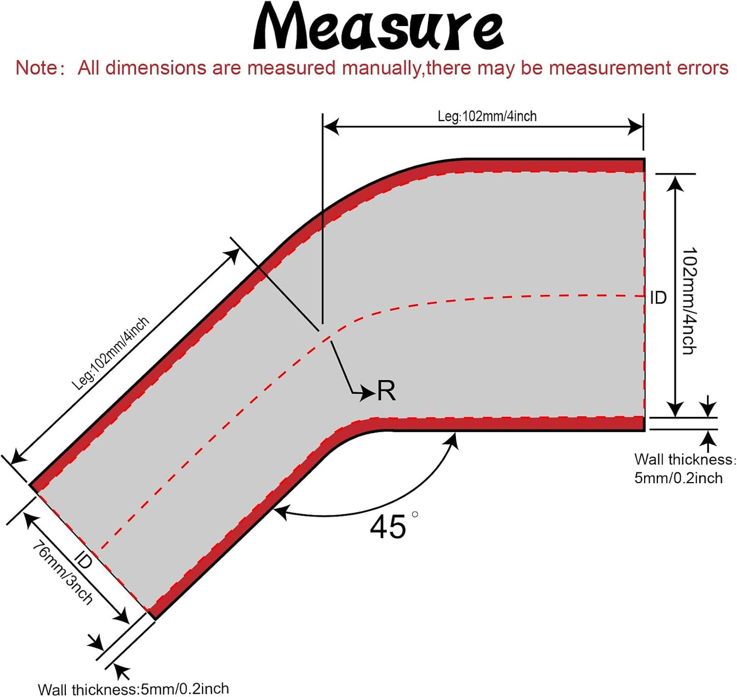 Acoplador reductor 45 grados 4" silicona 4 capas