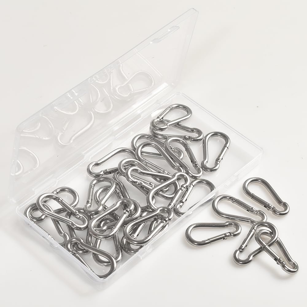 Mosquetón acero inox 1.57pulg ganchos resorte set 30