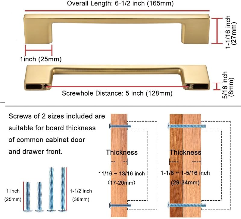 10 Tiradores Gabinete 5" Oro Cepillado Manijas Cajón