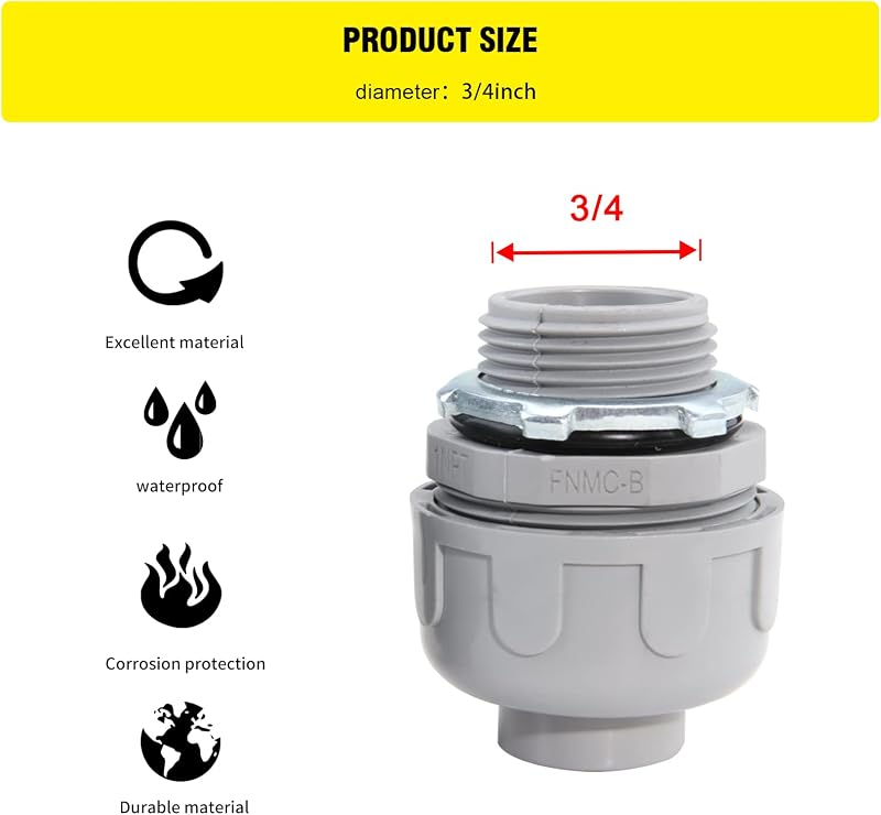 Conducto flexible PVC 3/4" accesorios eléctricos 50pzas