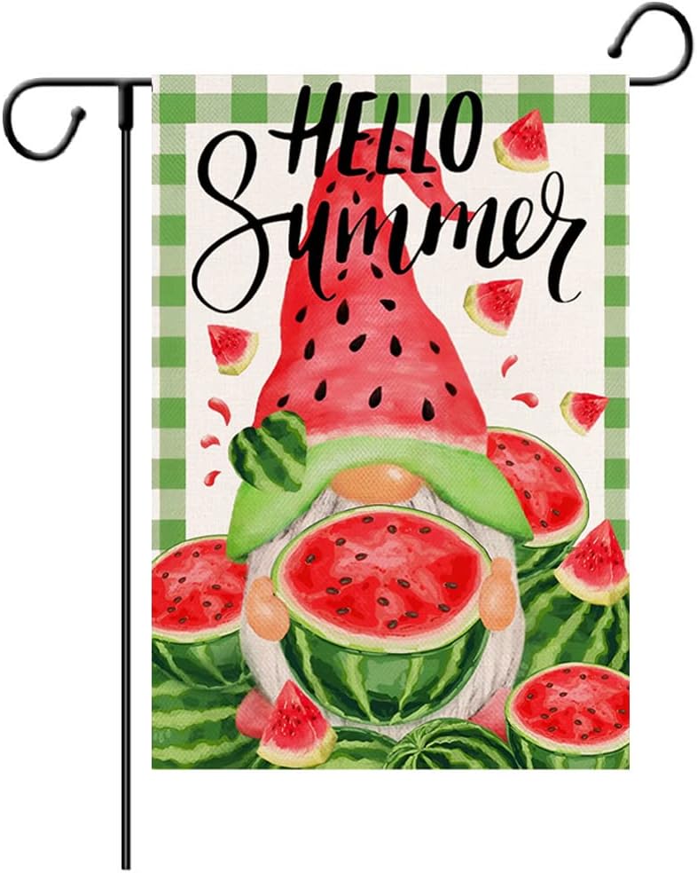 Bandera jardín sandía hello summer 12.5x18pulg doble cara
