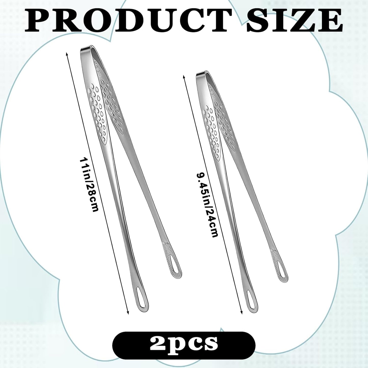 2 Pinzas Cocina Acero Inox 11x9.45pulg Barbacoa