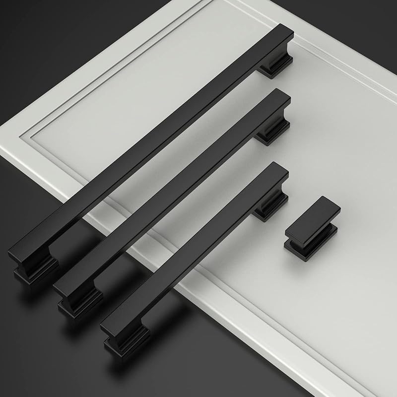 6 Pzas Tiradores Gabinete Negro Mate 7"
